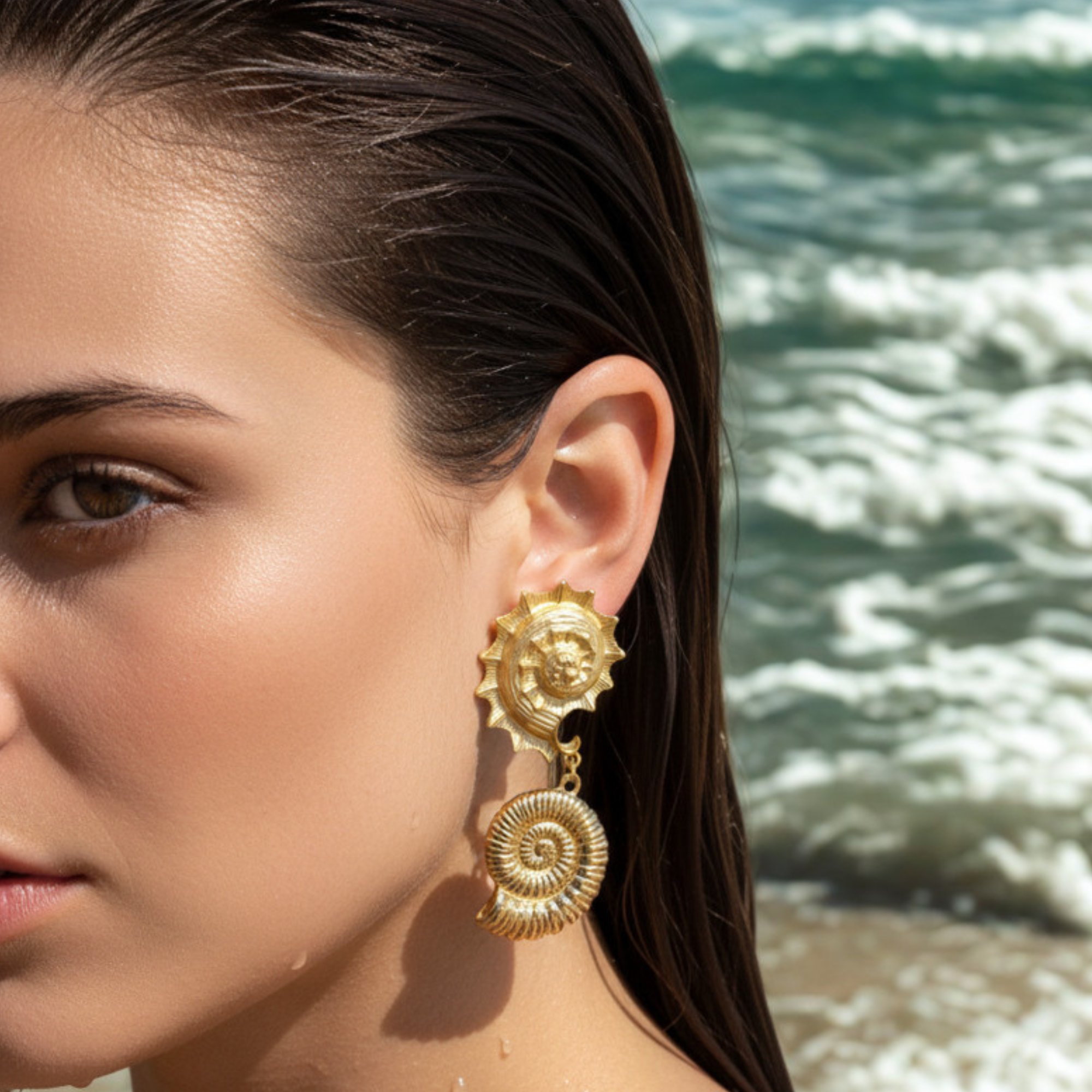Barbuda Gold Shell Earrings
