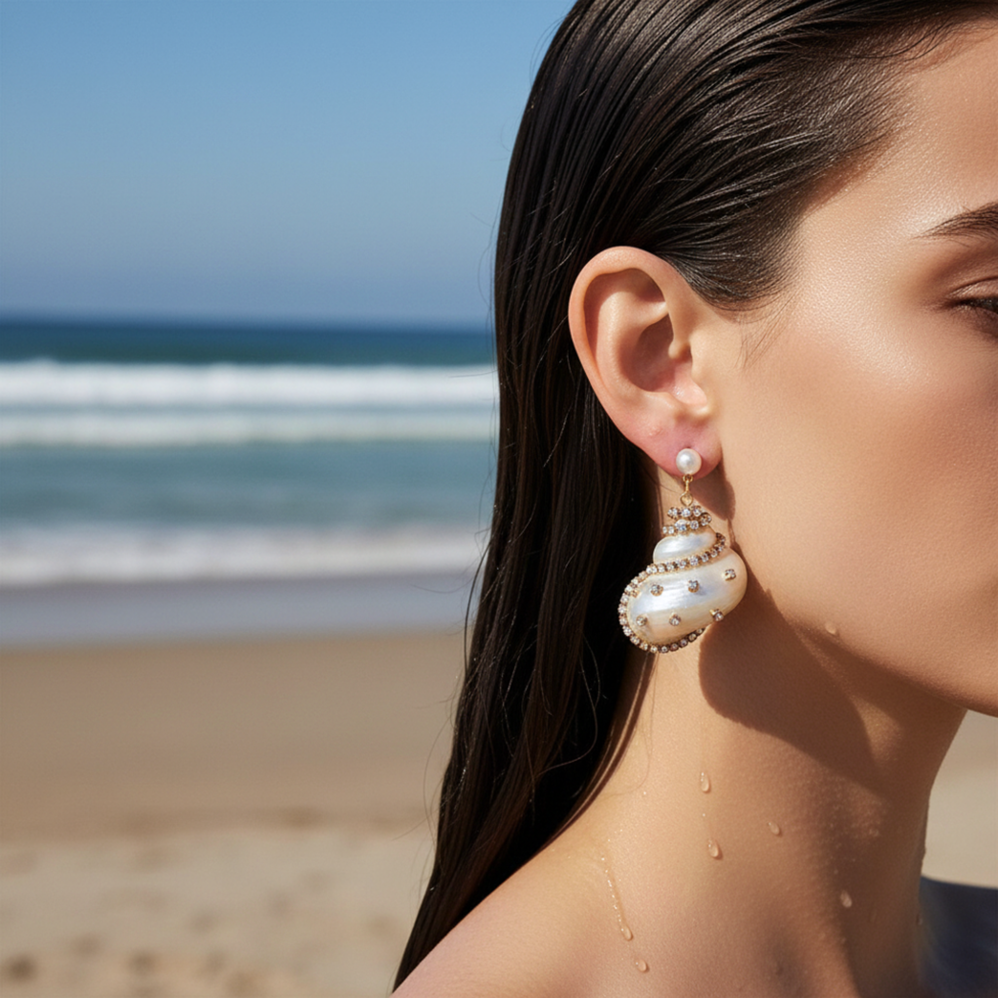 Wauwinet Embellished Shell Earrings