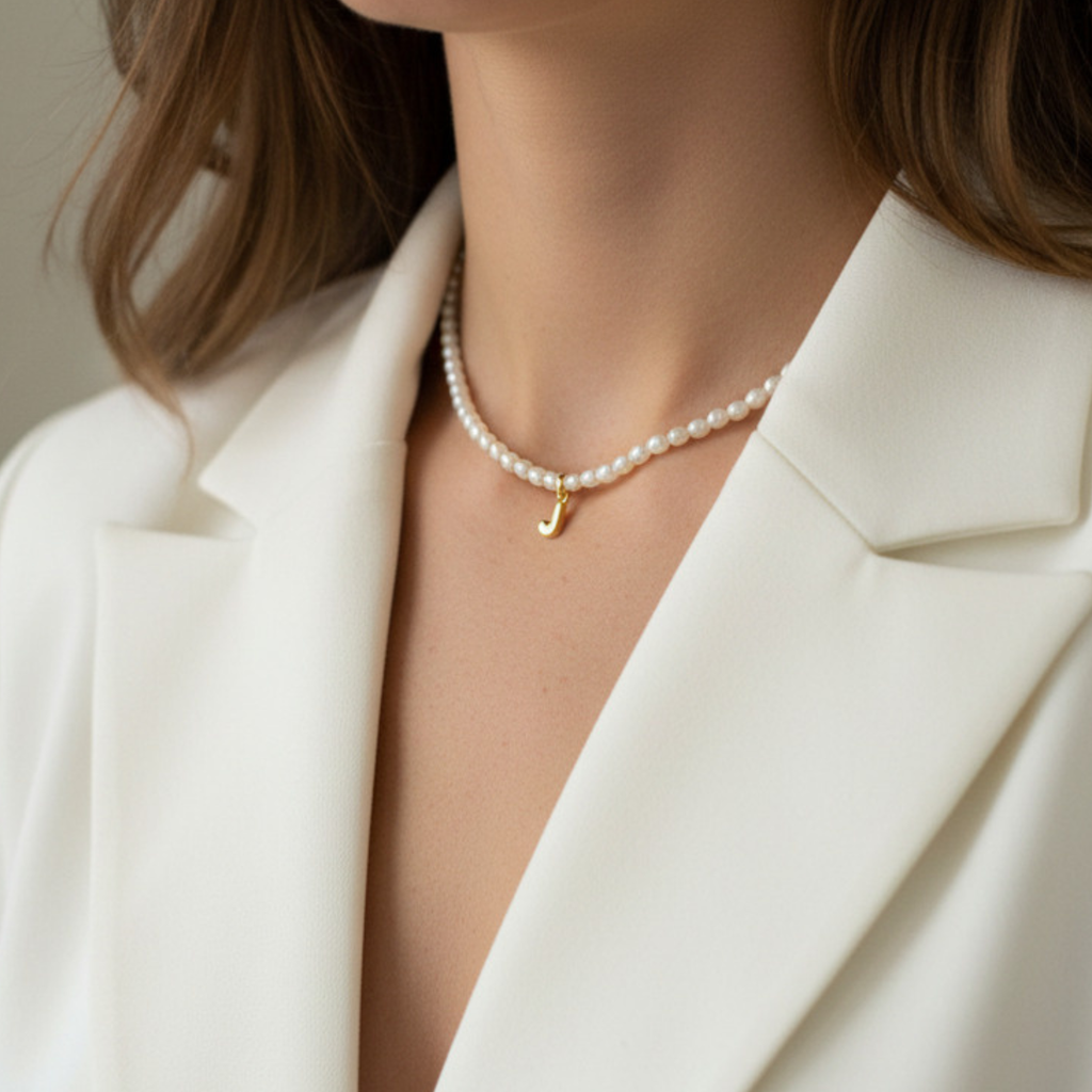Initial Baby Pearl Necklace